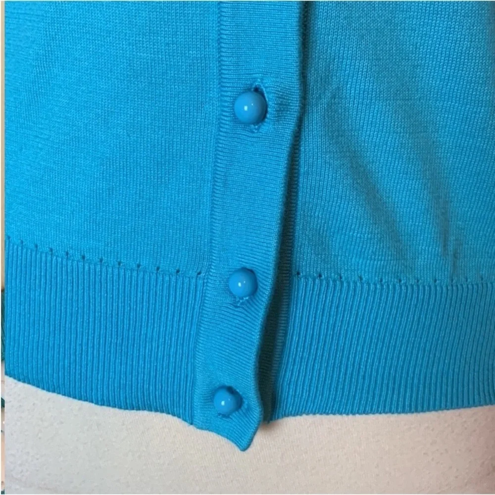 Kate Spade Blue Dive in cardigan sweater with bead embellishment